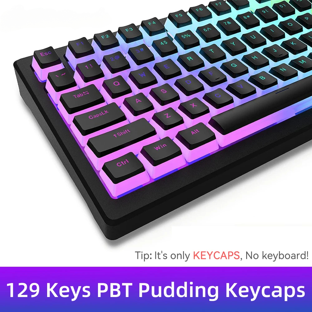 Gaming Keyboard Bundle - New Pudding PBT Keycaps 129 Keys