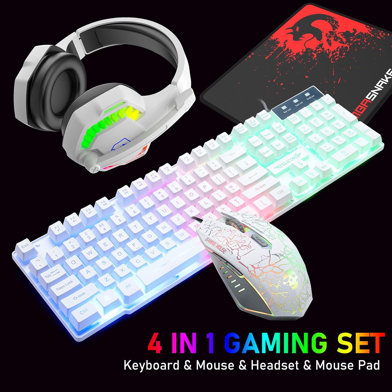 Gaming Keyboard Ergonomic - MAMBASNAKE T11 UK 100% Gaming Keyboard&Mouse&Headset&Mouse