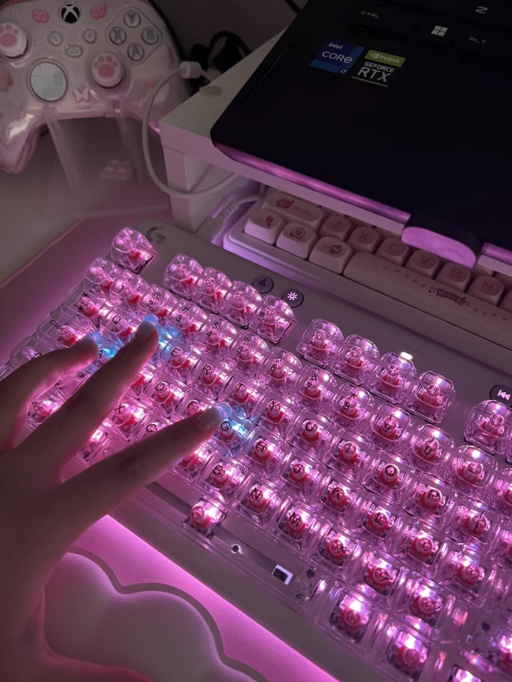 Keyboard Gaming Transparent - Crystal Transparent Cherry Profile Keycaps For