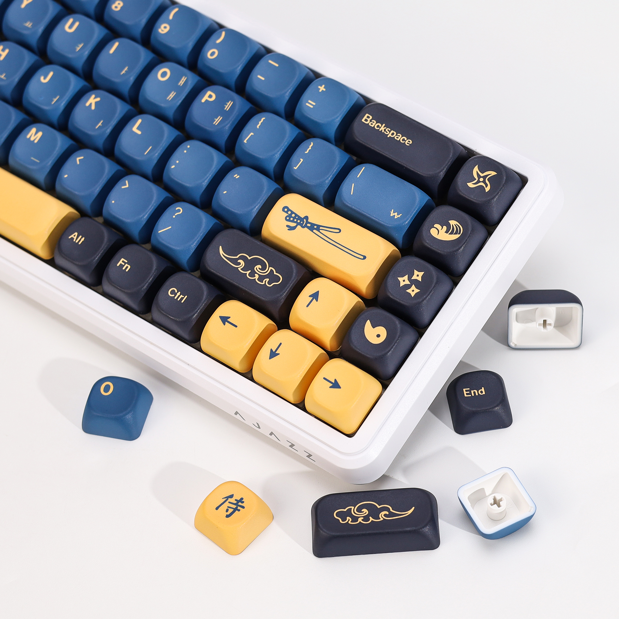 Gaming Keyboard Blue - KBDiy Korean Keycap Retro GMK Blue