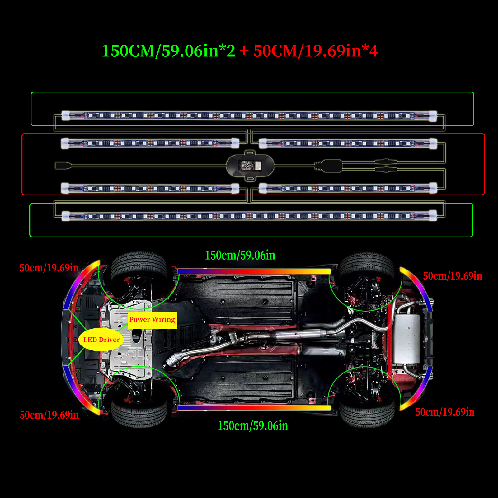 6pcs Dream Color LED Car Under - Rgb Underglow Strip recensione e prezzo