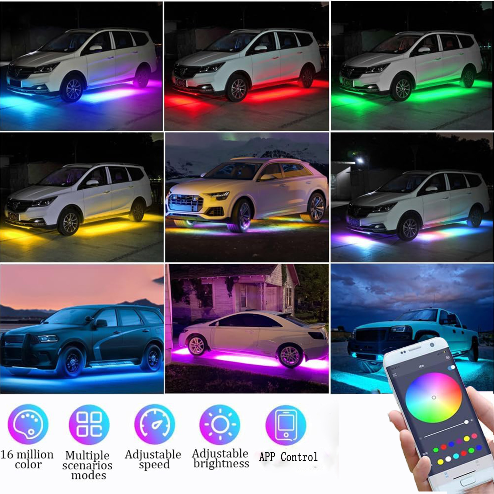 6pcs Dream Color LED Car Under - Rgb Underglow Strip recensione e prezzo