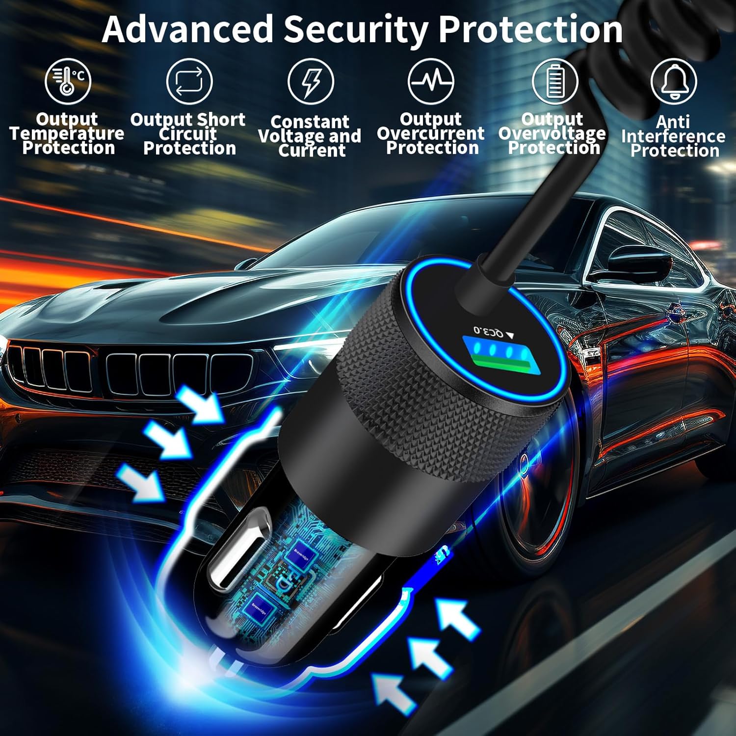 75W USB C Car Charger Fast Cha - Coiled Usb Cable recensione e prezzo