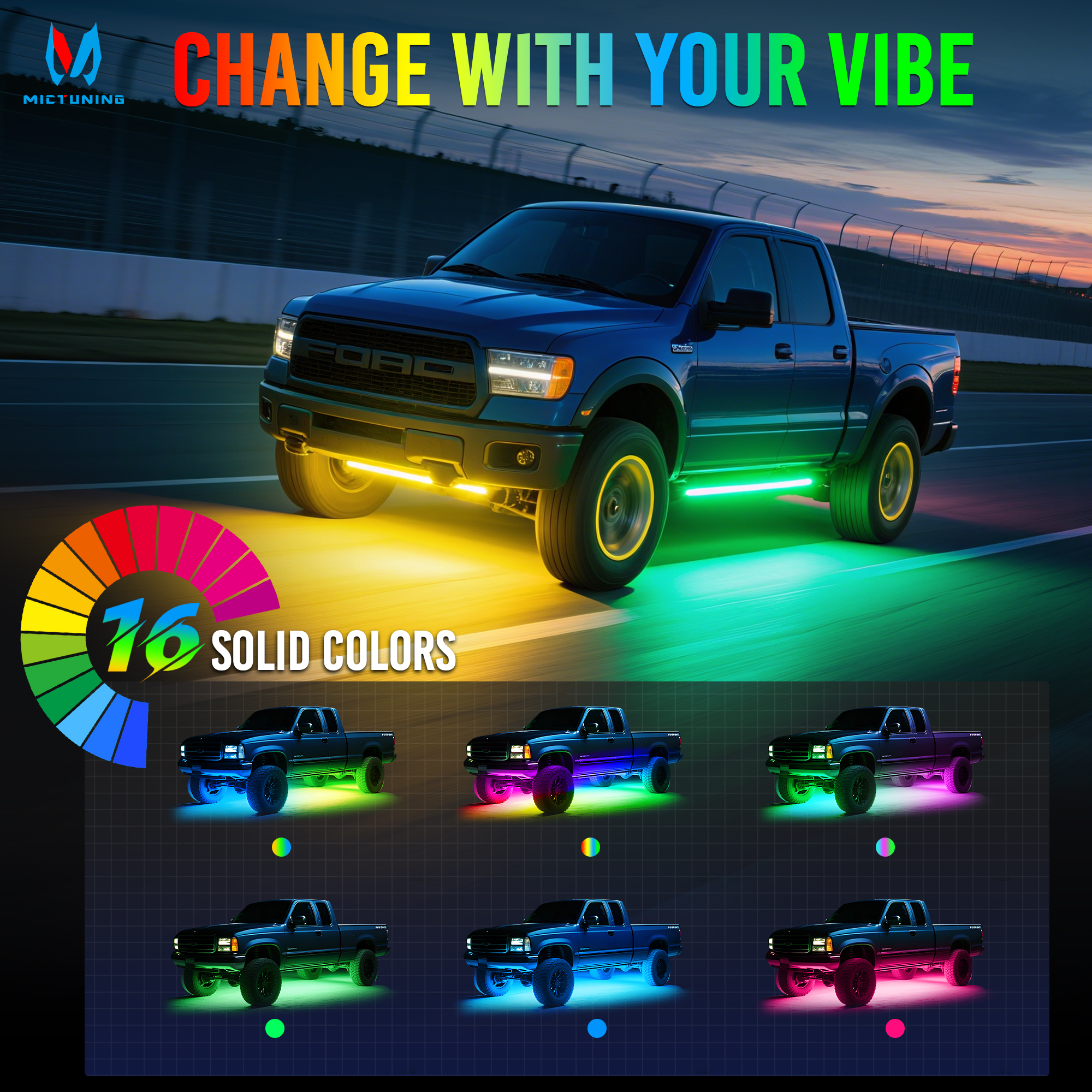 MICTUNING 8Pcs U8 RGB+IC Under - Rgb Underglow Strip recensione e prezzo