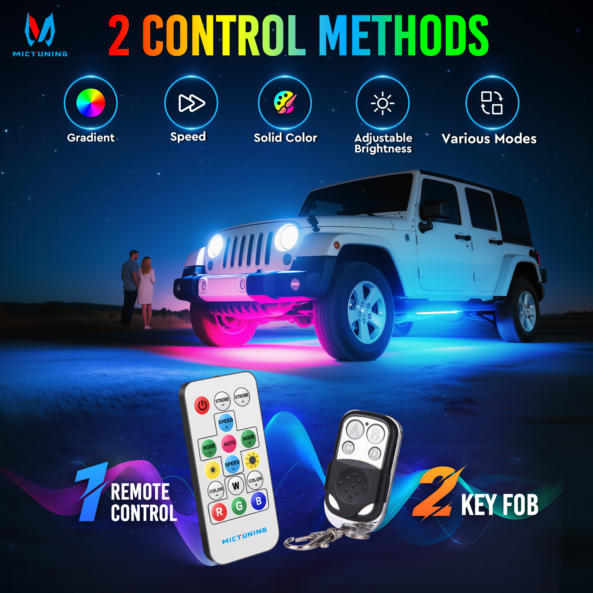 MICTUNING 8Pcs U8 RGB+IC Under - Rgb Underglow Strip recensione e prezzo