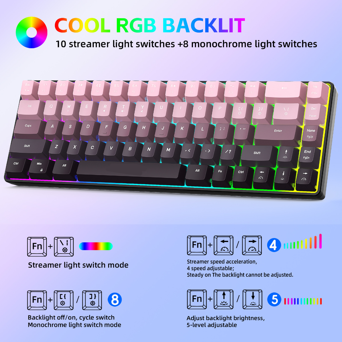 New Compact 68-Key Gradient-Co - Gaming Keyboard Ergonomic recensione e prezzo