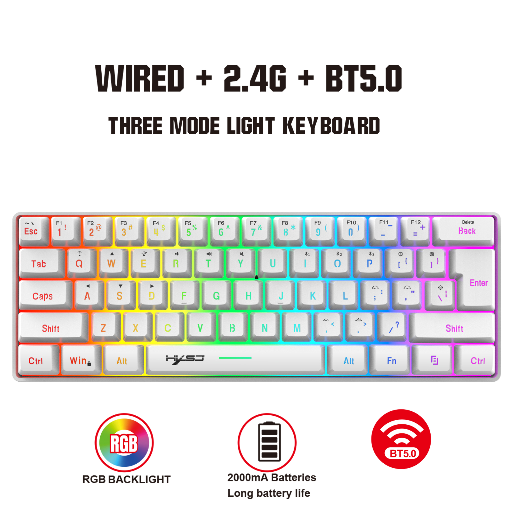 HXSJ L500 Tri mode wired wirel - Gaming Keyboard Bundle recensione e prezzo
