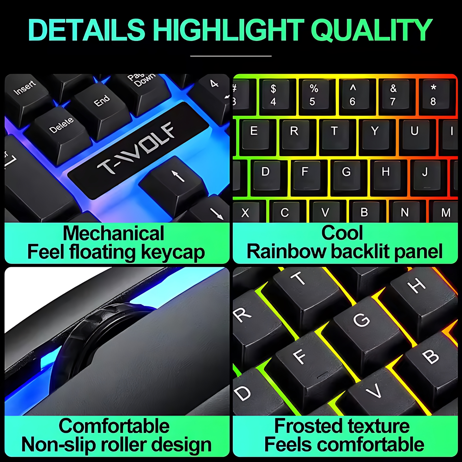 Rainbow Backlit Wired Keyboard - Gaming Keyboard Bundle recensione e prezzo