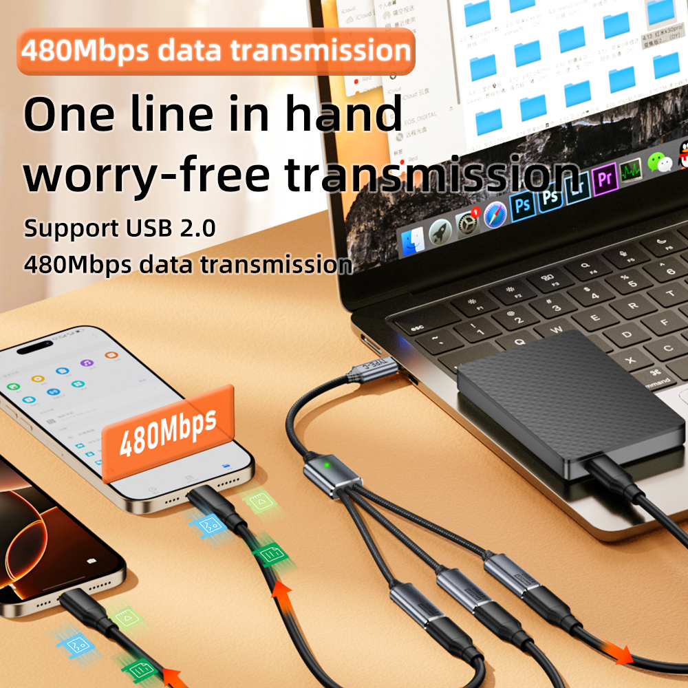 USB splitter cable 1-in-3outpu - Gaming Keyboard Type C recensione e prezzo