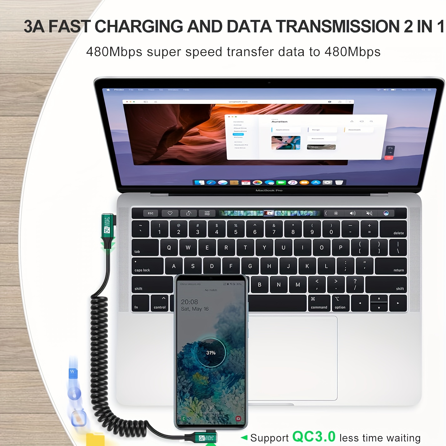 USB-C to USB-C Coiled Cable wi - Coiled Usb Cable recensione e prezzo
