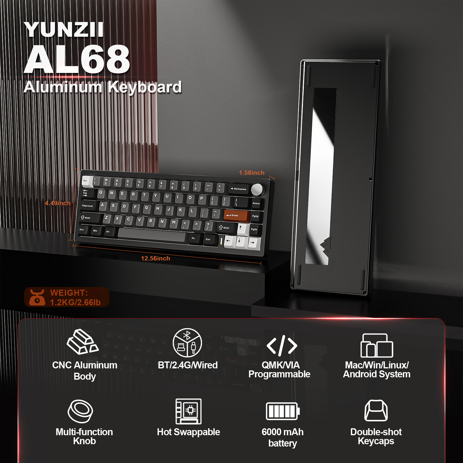 YUNZII AL68 Black QMK/VIA Mech - Gaming Keyboard Mobile recensione e prezzo
