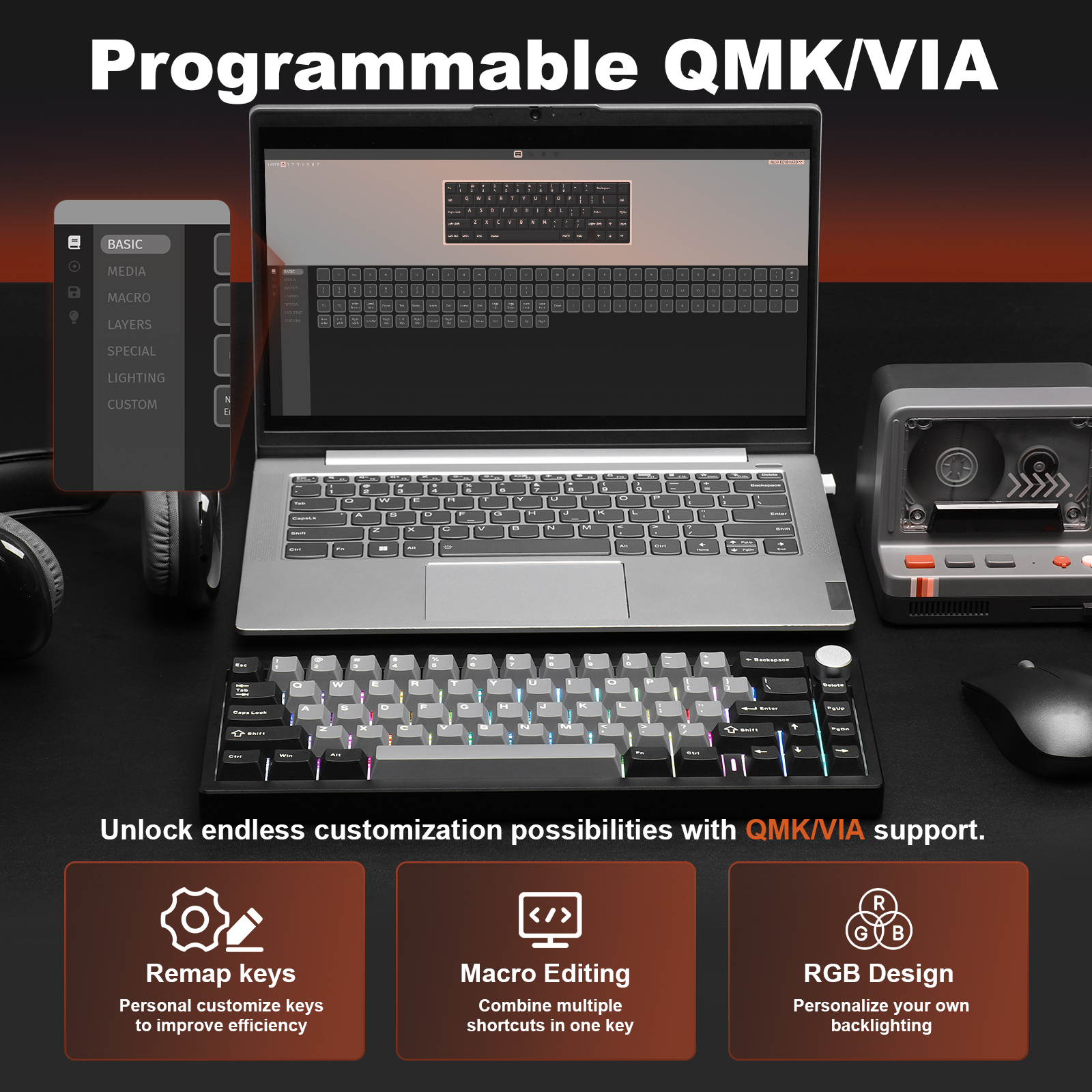 YUNZII AL68 Black QMK/VIA Mech - Gaming Keyboard Mobile recensione e prezzo