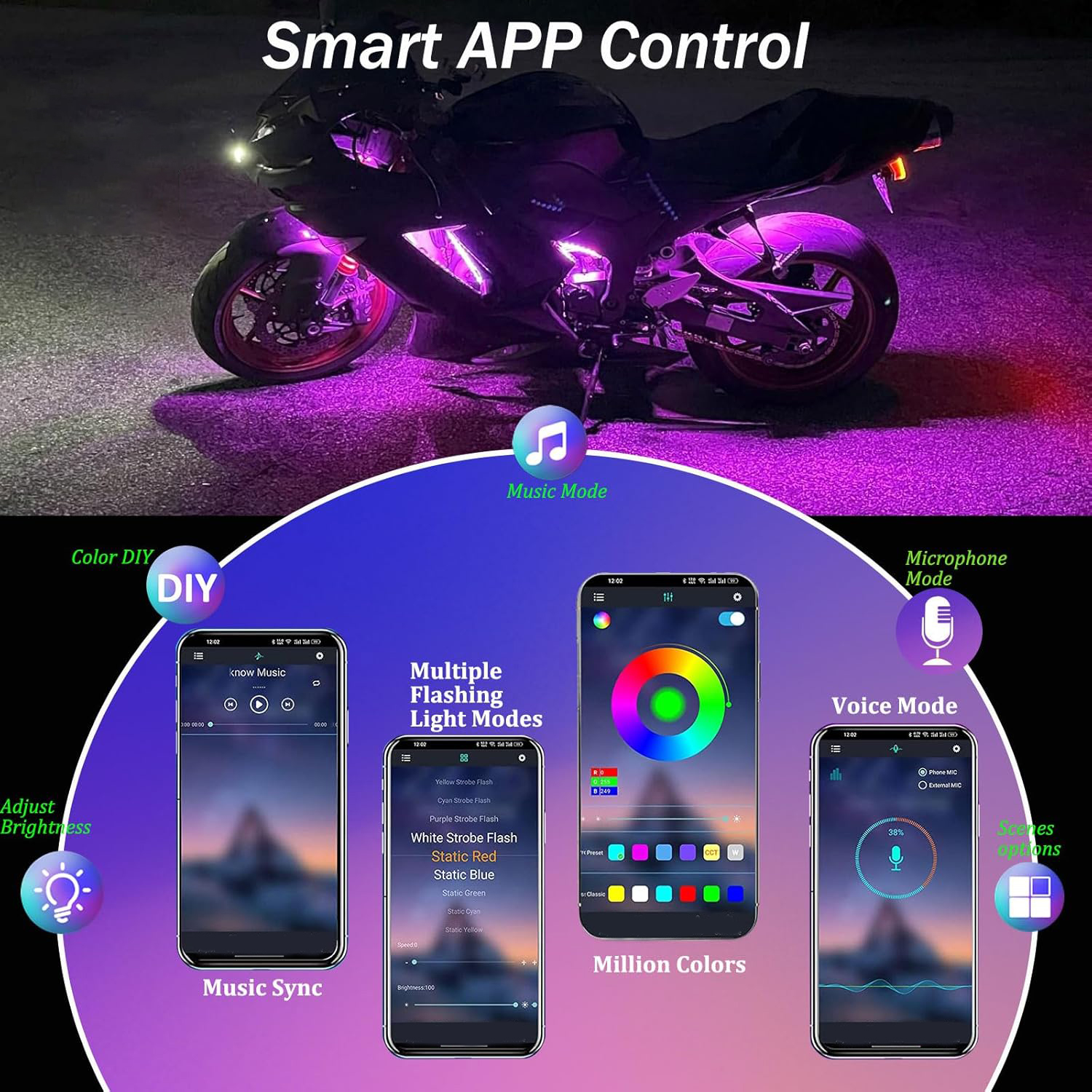 12pcs RGB LED Motorcycle Under - Rgb Underglow Strip recensione e prezzo