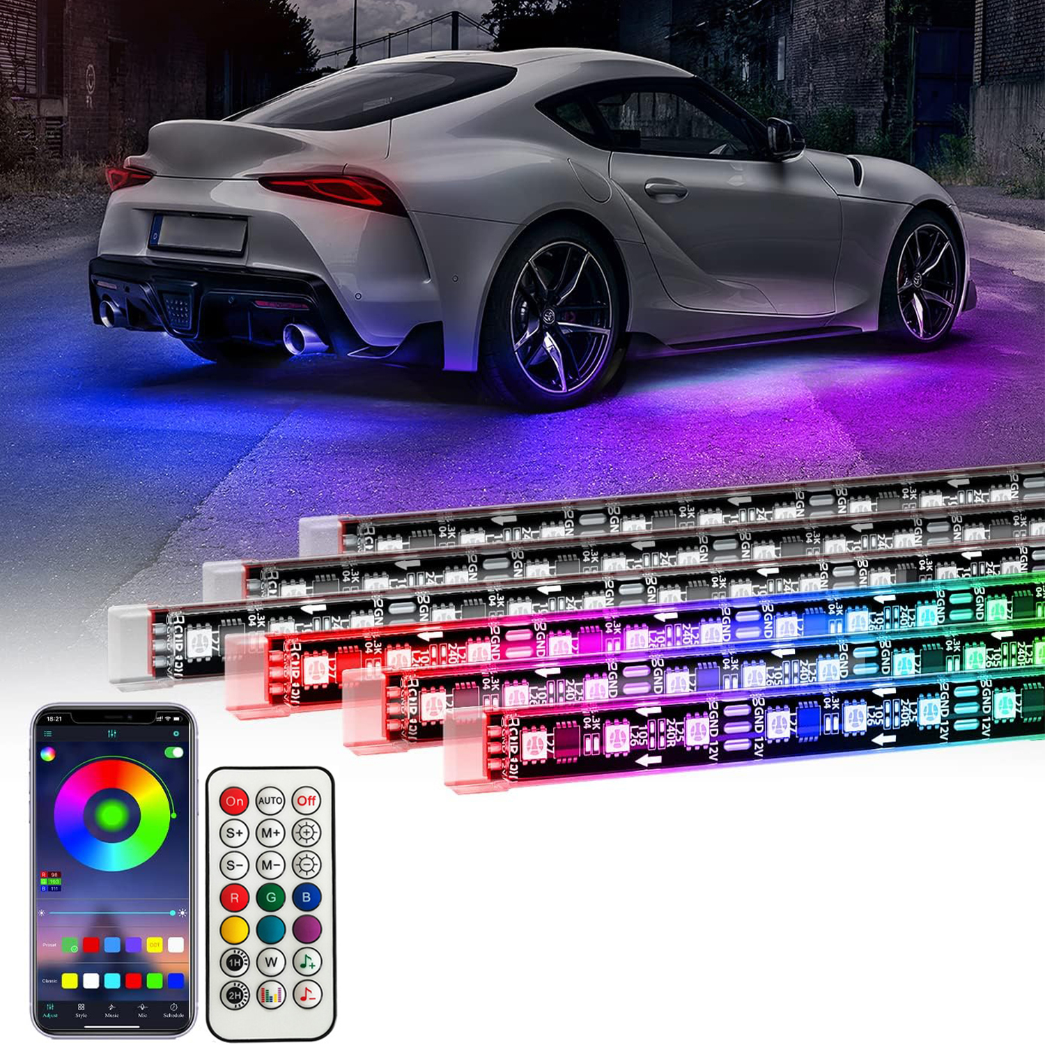 RGB Flexible Car Underglow Lig - Rgb Underglow Strip recensione e prezzo