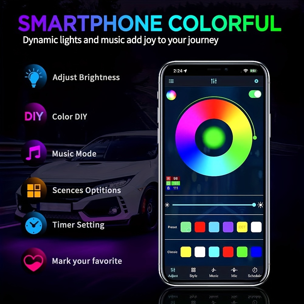 RGB Flexible Car Underglow Lig - Rgb Underglow Strip recensione e prezzo