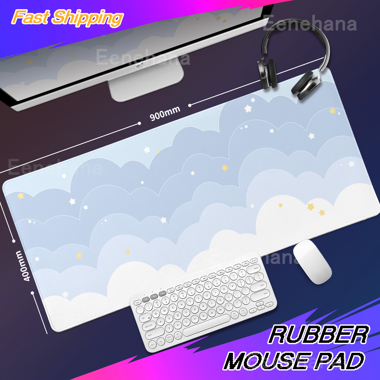 Light Blue Pink Clouds Desk Ma - Gaming Keyboard Blue recensione e prezzo