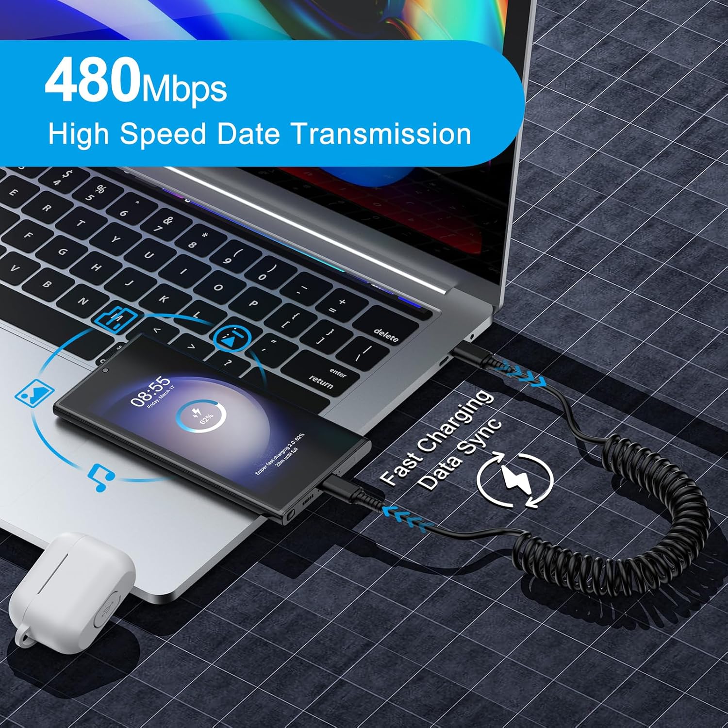 Android Auto USB C to USB C Ca - Coiled Usb Cable recensione e prezzo